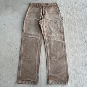 Carhartt B01 BRN brown faded double knee work wear carpenter pants
